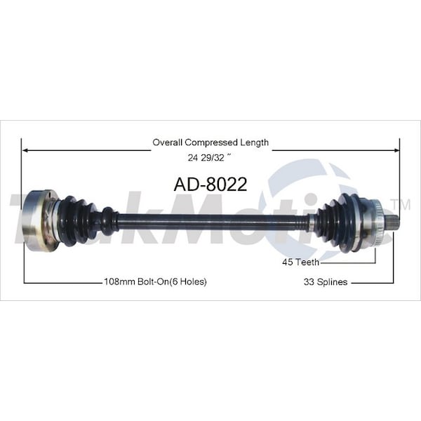 Surtrack Axle Cv Axle Shaft, Ad-8022 AD-8022 - main